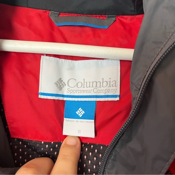 Columbia Men's Red Hooded Zip Us Rain Jacket Wind Breaker Small - Picture 6 of 10